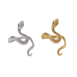 Elegant 18k gold and silver plated stainless steel snake wrap rings with scale texture