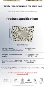 Détail de la trousse à maquillage géométrique avec texture lin et dragonne pratique