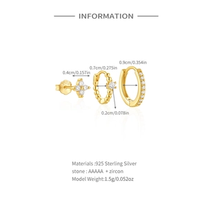 Detailed view of S925 sterling silver hoop earrings set with AAAAA zircon specifications