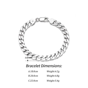 Classic S925 sterling silver Cuban link chain bracelet with lobster clasp for men and women