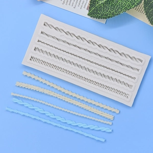 Braided rope shape silicone mold for DIY cake decorating with five distinct cable textures