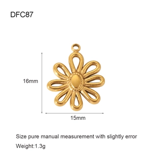 Ciondolo a fiore 16mm in acciaio inossidabile placcato oro 18K con Evil Eye