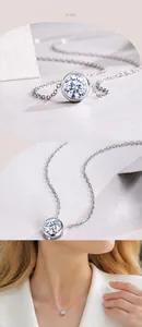 Dettaglio macro della collana in argento S925 con ciondolo in moissanite a castone