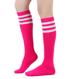 Women Knee High Socks Striped Polyester Cotton Spandex Elastic Academy Sports Casual Breathable Stockings