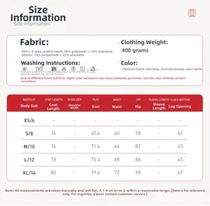 Detailed size chart for pleated tennis dress with fabric specs and measurements