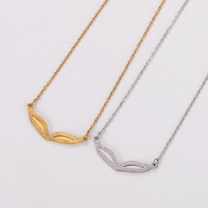 Schicke 18K Gold und Silber Fuchsaugen-Flügel Anhänger an Edelstahl Halsketten
