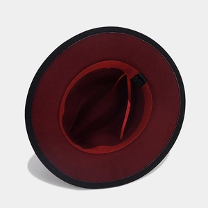 American style gradient Fedora hat in black and burgundy with premium wool finish
