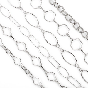 Five styles of polished silver stainless steel DIY chains for necklace and jewelry making