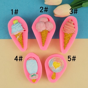 Silicone ice cream cone molds in pink for creative chocolate and fondant cake decoration
