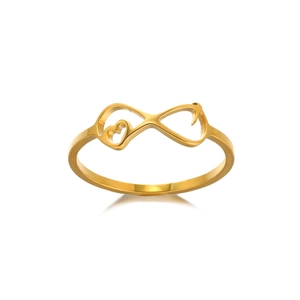Minimalist 18k gold plated stainless steel infinity ring with heart shaped detail