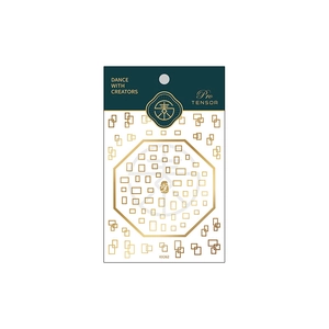 Gold geometric rectangle nail stickers KX262 with metallic finish and packaging