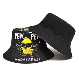 Bob en toile noire avec imprimé canard rigolo et texte Pew Pew pour protection solaire en plein air
