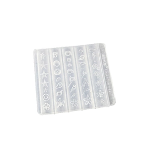 Transparent silicone mold featuring starfish, shells and flowers for 3D nail art design