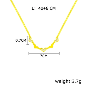 Detailed dimensions of yellow heart necklace with chain length and weight specifications