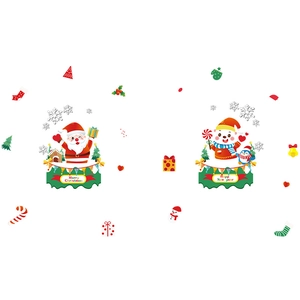 Christmas window stickers set with Santa, polar bear, and penguins on white background