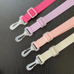 Adjustable multi-color replacement straps with plastic hooks for beach tote bags.