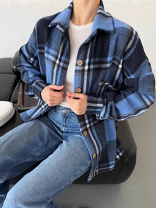 Women Plaid Shacket Long Sleeve Button Down Flannel Shirt Jacket Loose Casual Lapel Collar Blouse With Pocket