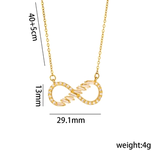 Infinity heart necklace in gold finish with crystal inlay and 45cm adjustable chain