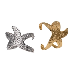 Starfish open bangles in gold and silver finish with detailed bionic texture