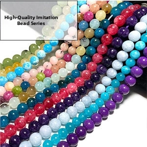 Macro view of assorted round natural stone beads for DIY jewelry making in vibrant colors