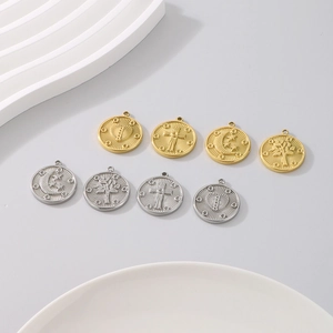 Set of 8 creative titanium steel moon and sun pendants in gold and silver plating