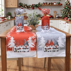 Christmas Table Runner Linen Fabric Gnome Snowflake Print Holiday Home Dining Room Decoration Nordic Style Long Cloth