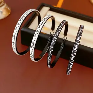 Large Hoop Earrings With Faux Leather Letter Pattern And Silver Earring Post Exaggerated Street Style Fashion Jewelry