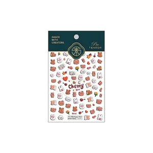 3D embossed cartoon nail stickers featuring brown bears and white rabbits TS-1406