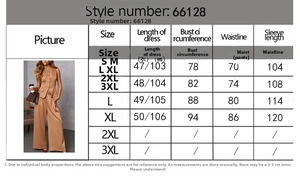 Size chart detail for women vest and wide-leg trousers set with specific measurements