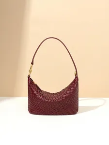 Borsa A Spalla Hobo In Pelle PU Intrecciata Da Donna Con Tracolla A Nodo Metallico Borsa A Mano A Mezzaluna Vintage Minimalista Casual