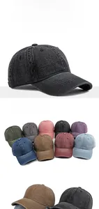 Detailed collection of vintage washed denim baseball caps in various classic colors