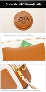 Detail view of contrast vintage crossbody bag showing logo, back pocket and zip puller