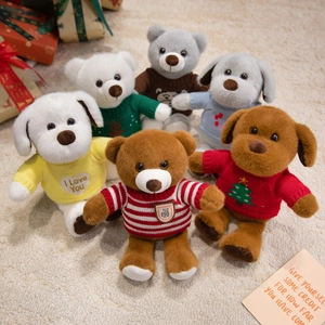 Adorable Peluche Ours En Peluche Chien Jouet Pull En Tricot Doux Animal En Peluche Poupée Décoration Maison Cadeau Anniversaire