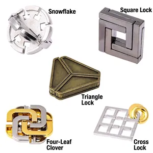 Set de 5 casse-têtes en métal incluant formes de trèfle et flocon pour enfants