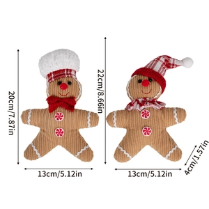Gingerbread man plush ornaments with chef and Santa hats for Christmas tree decoration