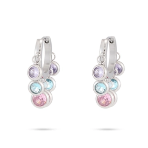 18K gold plated stainless steel hoop earrings with colorful round zircon charms