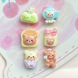 Mini resin bear figurines in colorful macaron shades for DIY craft and phone case decoration