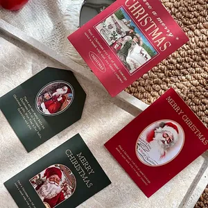 Biglietti Di Auguri Di Natale Etichette Regalo Stile Vintage Carta Speciale Per Decorazione Festiva Confezione Floreale