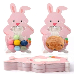 Cute Cartoon Animal Paper Cards And Clear Bags For Candy Cookie Packaging DIY Birthday Party Gift Wrap Decor