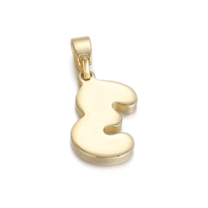Detailed view of a gold-toned minimalist metal number 3 pendant with a polished finish