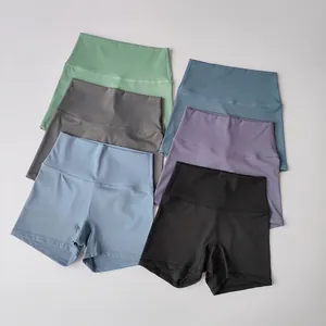 Pantaloncini Sportivi Donna Vita Alta Asciugatura Rapida Yoga Palestra Senza Cuciture Traspirante Sollevamento Glutei Running Ciclismo Shorts Tinta Unita