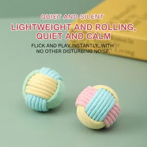 Morandi cotton rope catnip balls for cats shown in a vibrant flat lay still life scene