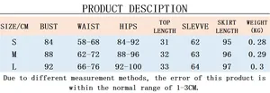 Detailed size chart for women's cutout long sleeve top and skirt two-piece set in CM