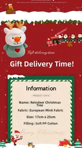 Detail of reindeer plush toy showing soft faux mink fabric and plush PP cotton stuffing