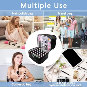 Draagbare dubbellaagse nagellak organizer tas grote reizen cosmetische opbergtas