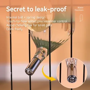 Hanging pet water fountain with stainless steel ball nozzle for wire crates and cages