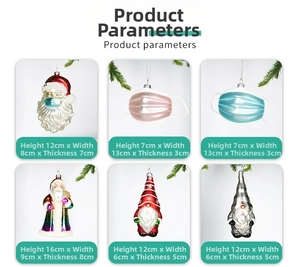 Detailed size specifications for glass painted Santa Claus and Gnome Christmas ornaments