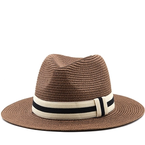 Panama Hat Paper Straw Wide Brim Sun Protection Striped Ribbon Summer Beach Travel Vacation For Men Women Classic Retro
