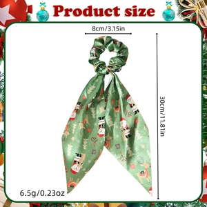 Christmas scrunchie with streamers featuring Santa and reindeer print, 30cm length