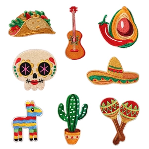 Mexican Fiesta Embroidery Patches Colorful Ethnic Style Iron On Fabric Appliques For Clothing Decoration
